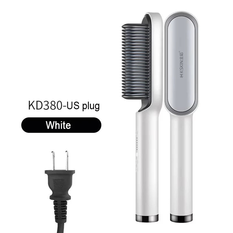 2-in-1 Hair Straightener & Curler Brush – Fast Heat, Ceramic, Anti-Scald