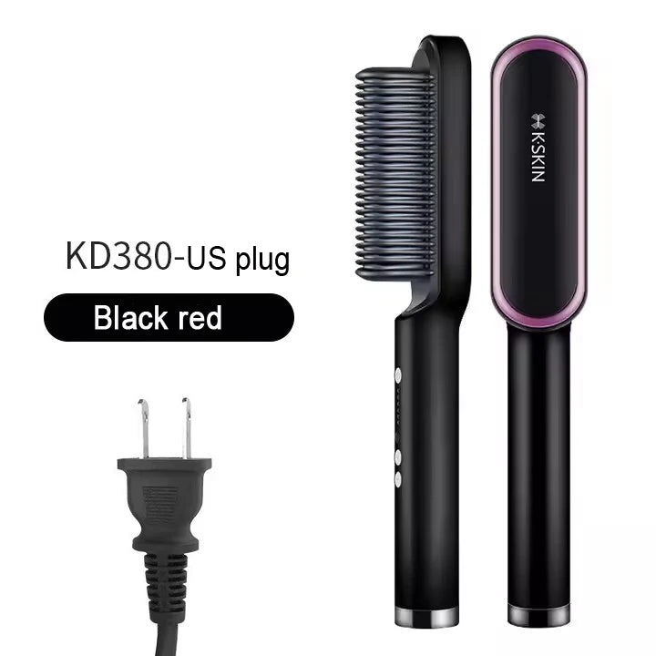 2-in-1 Hair Straightener & Curler Brush – Fast Heat, Ceramic, Anti-Scald