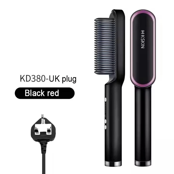 2-in-1 Hair Straightener & Curler Brush – Fast Heat, Ceramic, Anti-Scald