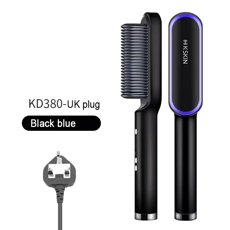 2-in-1 Hair Straightener & Curler Brush – Fast Heat, Ceramic, Anti-Scald