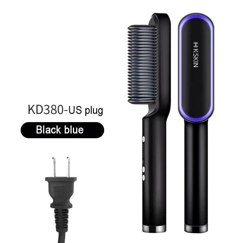2-in-1 Hair Straightener & Curler Brush – Fast Heat, Ceramic, Anti-Scald