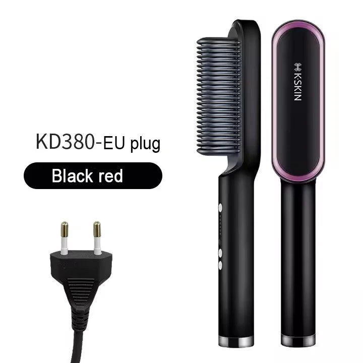 2-in-1 Hair Straightener & Curler Brush – Fast Heat, Ceramic, Anti-Scald